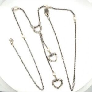 RETIRED James Avery Sterling Silver Hearts and Cultured Pearls Necklace 20 Inch